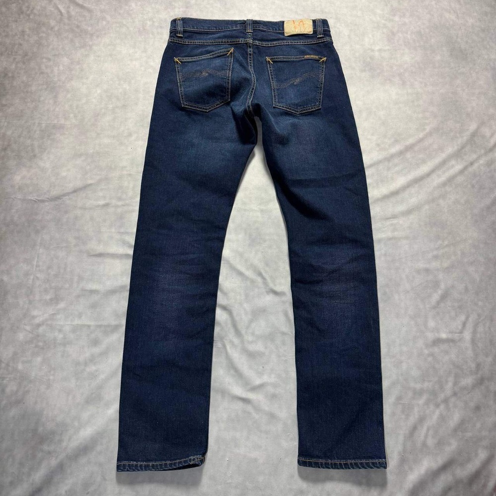 Nudie Jeans Grim Tim Dry Navy Organic Slim Straight Denim Jeans Mens 32x31